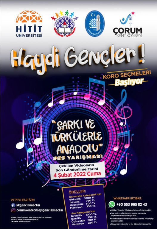 “Şarkı ve Türkülerle Anadolu” ses yarışmasına başvurular devam ediyor