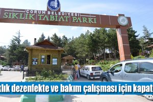 Sıklık Tabiat Parkı dezenfekte ve bakım çalışması için kapatıldı