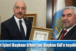 Diyanet İşleri Başkanı Erbaş’tan, Başkan Gül’e teşekkür belgesi